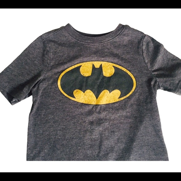 OLD NAVY BATMAN DC Comics Bat Signal Logo Tee/Top With Cap Sleeves Grey Boys 2T - Picture 11 of 14